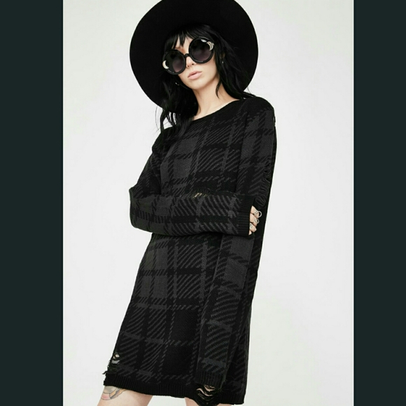 Killstar Sweaters - Darklands Tartan Gothic Jumper